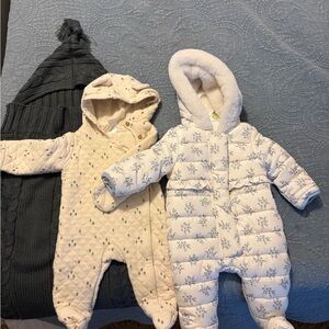 Carter's Cream and White Quilted Footies